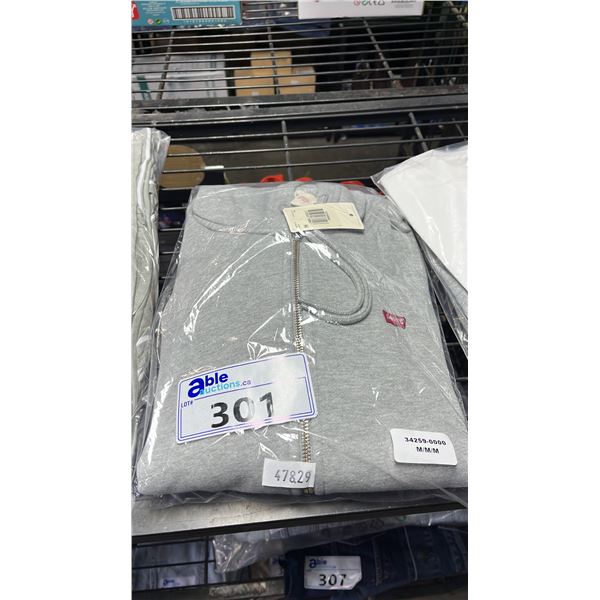 *NEW WITH TAGS* LEVI'S GREY ZIPPERED HOODIE: SIZE M