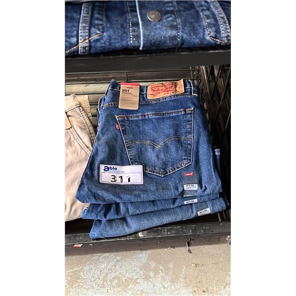 *NEW WITH TAGS* (3) PAIRS OF LEVI'S 501 ORIGINAL ADVANCED STRETCH JEANS: SIZE 36 32