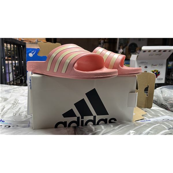*NEW IN BOX* PAIR OF LADIES ADIDAS "ADILETTE AQUA" PINK-ROSE SANDALS: SIZE 6