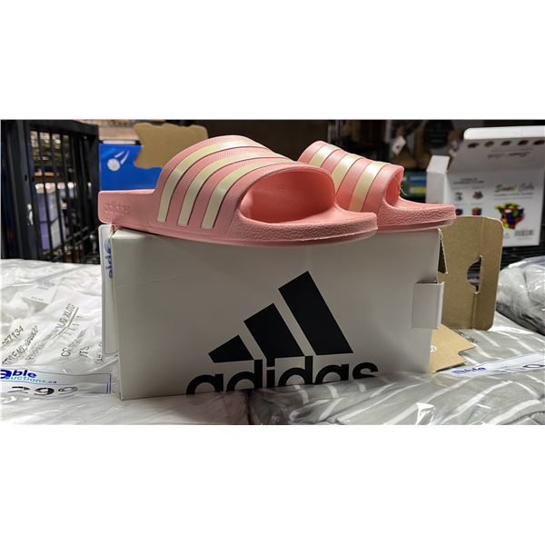 *NEW IN BOX* PAIR OF LADIES ADIDAS "ADILETTE AQUA" PINK-ROSE SANDALS: SIZE 10