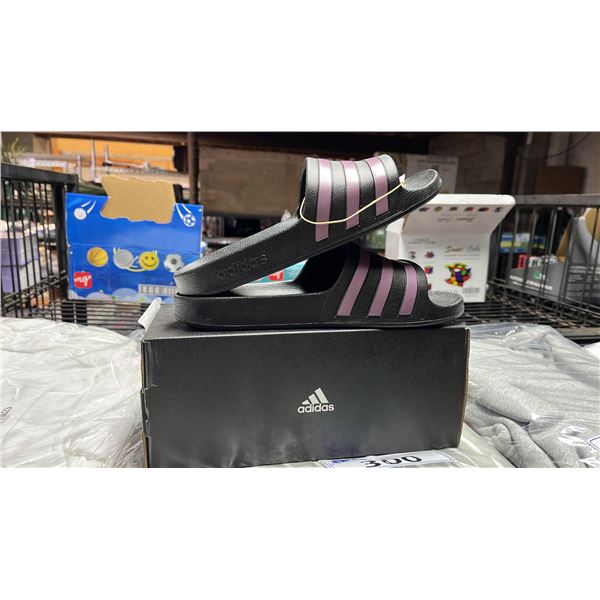 *NEW IN BOX* PAIR OF LADIES ADIDAS "ADILETTE AQUA" BLACK SANDALS: SIZE 10