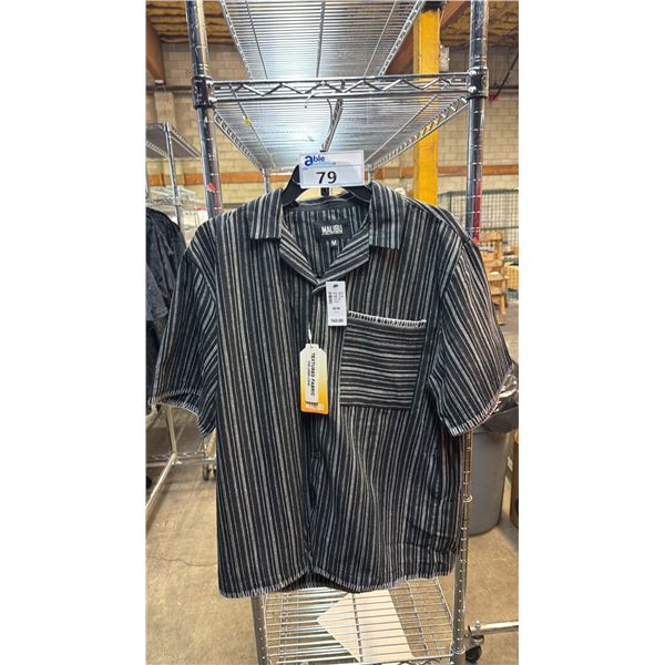 *NEW WITH TAGS* (3) MALIBU BY DRILL BLACK & WHITE STRIPED SHIRTS: SIZE M