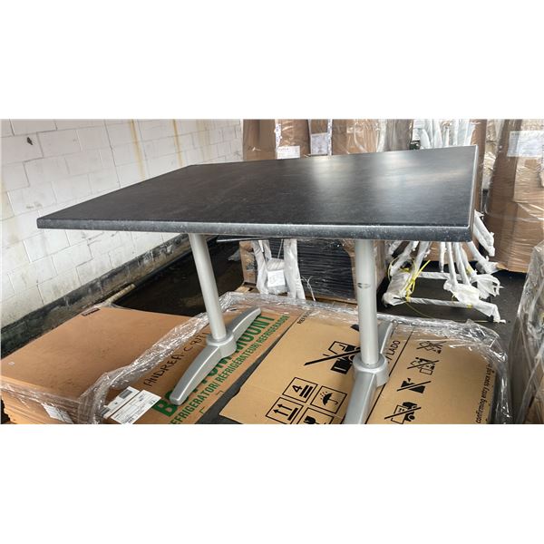 *NEW* RATANA PATIO DINING TABLE WITH DOUBLE POLES & BLACK 47" X 31" TOP