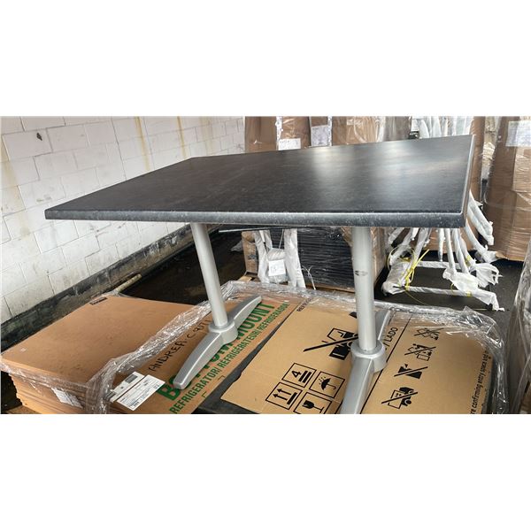 *NEW* RATANA PATIO DINING TABLE WITH DOUBLE POLES & BLACK 47" X 31" TOP