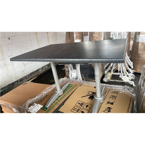 *NEW* RATANA PATIO DINING TABLE WITH DOUBLE POLES & BLACK 47" X 31" TOP