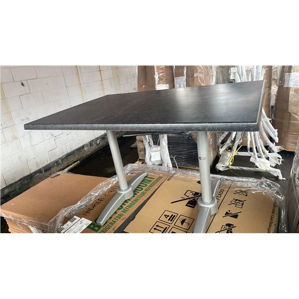 *NEW* RATANA PATIO DINING TABLE WITH DOUBLE POLES & BLACK 47" X 31" TOP