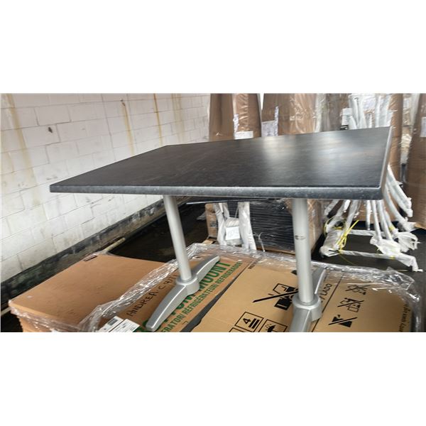 *NEW* RATANA PATIO DINING TABLE WITH DOUBLE POLES & BLACK 47" X 31" TOP