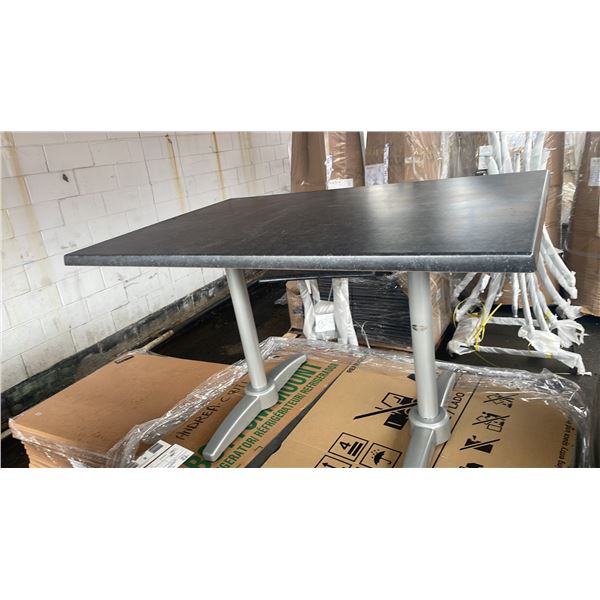 *NEW* RATANA PATIO DINING TABLE WITH DOUBLE POLES & BLACK 47" X 31" TOP