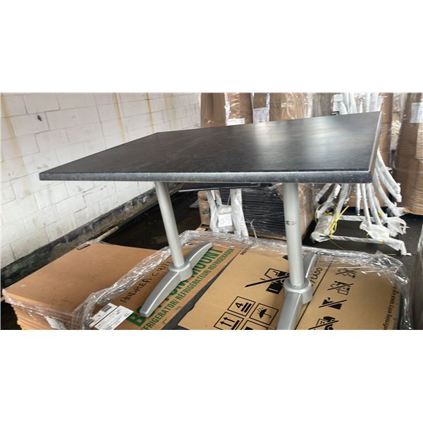 *NEW* RATANA PATIO DINING TABLE WITH DOUBLE POLES & BLACK 47" X 31" TOP