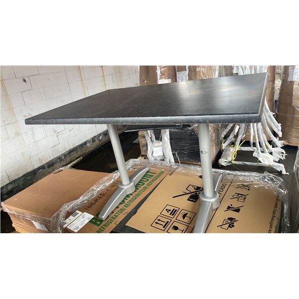 *NEW* RATANA PATIO DINING TABLE WITH DOUBLE POLES & BLACK 47" X 31" TOP