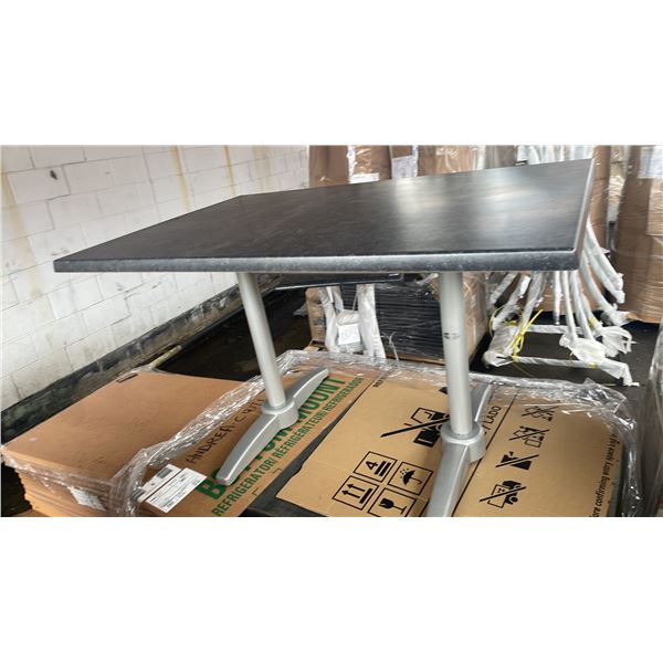 *NEW* RATANA PATIO DINING TABLE WITH DOUBLE POLES & BLACK 47" X 31" TOP