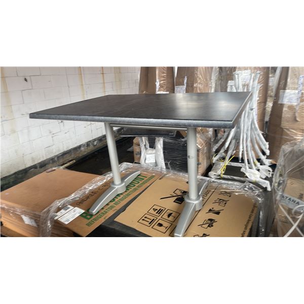 *NEW* RATANA PATIO DINING TABLE WITH DOUBLE POLES & BLACK 47" X 31" TOP