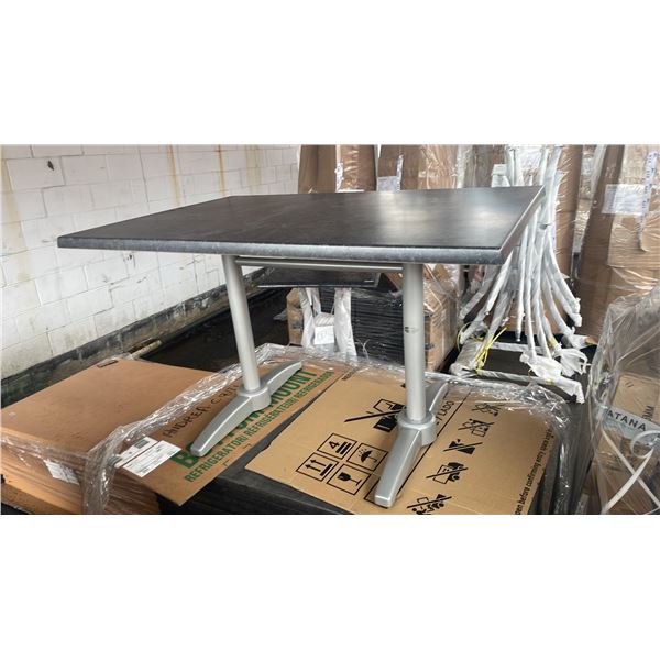 *NEW* RATANA PATIO DINING TABLE WITH DOUBLE POLES & BLACK 47" X 31" TOP