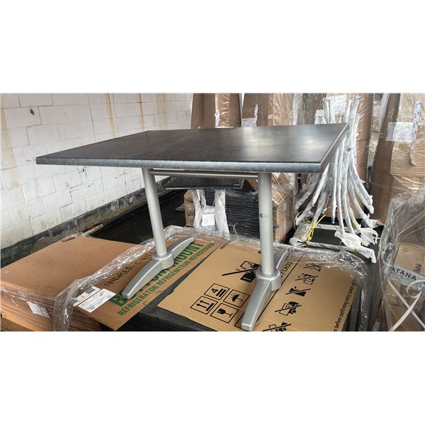 *NEW* RATANA PATIO DINING TABLE WITH DOUBLE POLES & BLACK 47" X 31" TOP