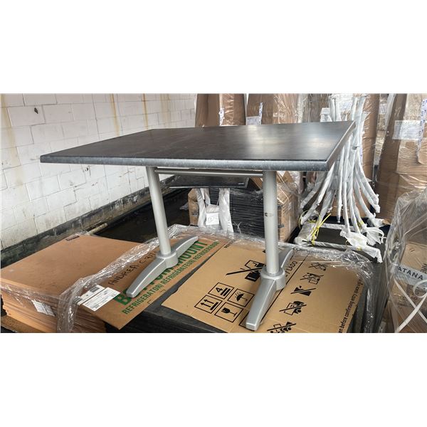 *NEW* RATANA PATIO DINING TABLE WITH DOUBLE POLES & BLACK 47" X 31" TOP