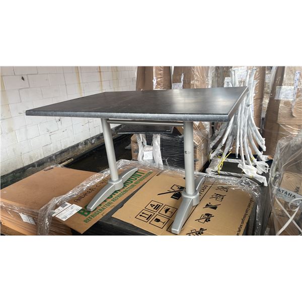 *NEW* RATANA PATIO DINING TABLE WITH DOUBLE POLES & BLACK 47" X 31" TOP
