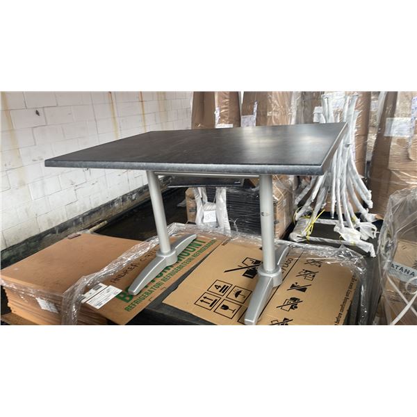 *NEW* RATANA PATIO DINING TABLE WITH DOUBLE POLES & BLACK 47" X 31" TOP