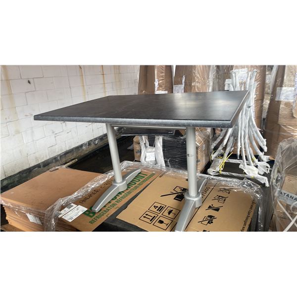*NEW* RATANA PATIO DINING TABLE WITH DOUBLE POLES & BLACK 47" X 31" TOP