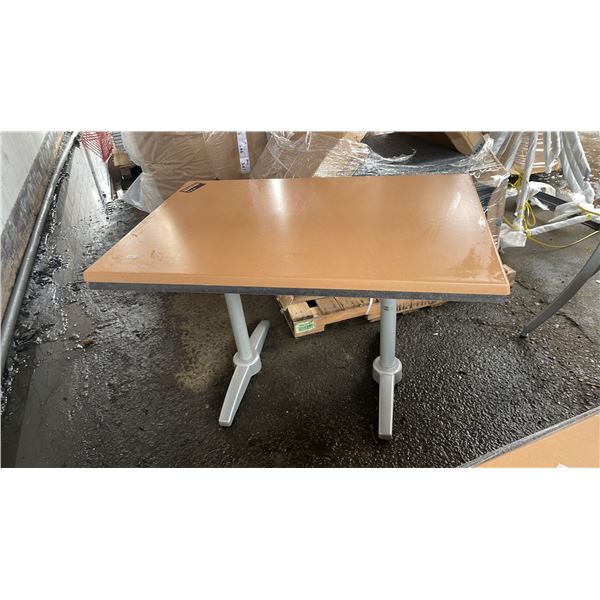 *NEW* RATANA PATIO DINING TABLE WITH DOUBLE POLES & BROWN 47" X 31" TOP