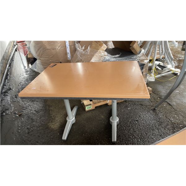*NEW* RATANA PATIO DINING TABLE WITH DOUBLE POLES & BROWN 47" X 31" TOP