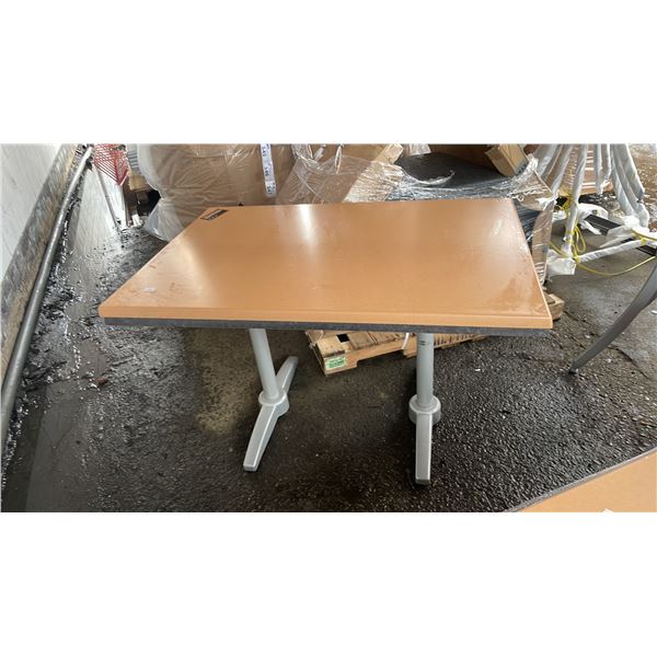 *NEW* RATANA PATIO DINING TABLE WITH DOUBLE POLES & BROWN 47" X 31" TOP