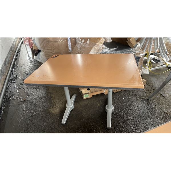 *NEW* RATANA PATIO DINING TABLE WITH DOUBLE POLES & BROWN 47" X 31" TOP