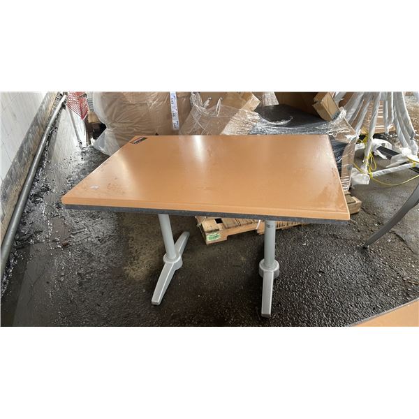 *NEW* RATANA PATIO DINING TABLE WITH DOUBLE POLES & BROWN 47" X 31" TOP