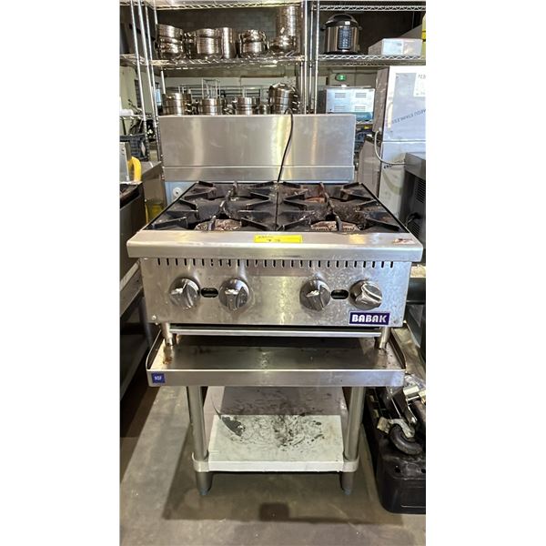 BABAK COMMERCIAL STAINLESS STEEL 4-BURNER GAS COUNTERTOP HOT PLATES MODEL ATHP-24-4 WITH STAINLESS