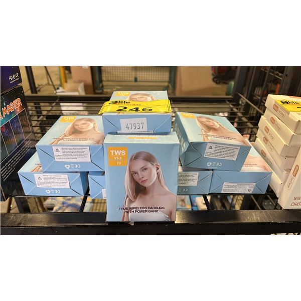 *NEW IN BOX* (9) TRUE WIRELESS EARBUDS WITH POWER BANKS