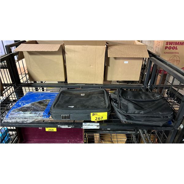 HEAVY DUTY 6' X 8' TARP, HP LAPTOP BAG AND RESMED CPAP BAG: BAGS ARE EMPTY