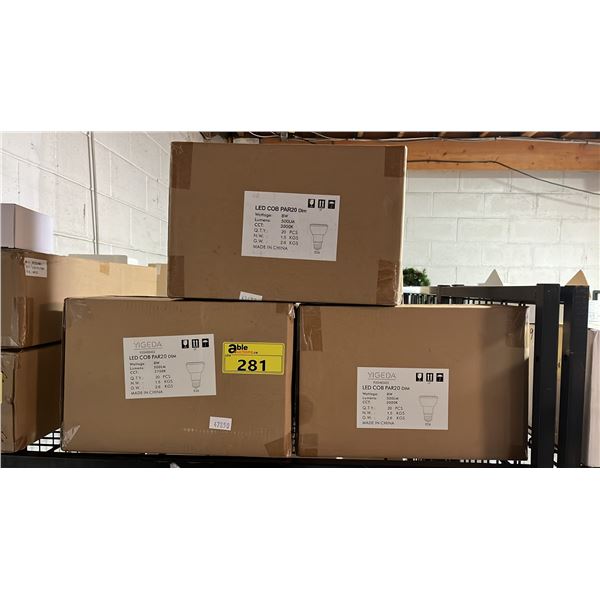 *NEW* (3) CASES OF LED COB PAR20 DIM 8W LED LIGHT BULBS: APPROX. 60 BULBS