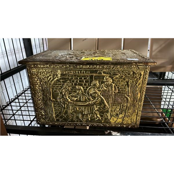 VINTAGE EMBOSSED BRASS BOX 17" X 10"