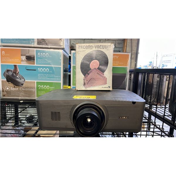 EIKI 3LCD PROJECTOR LC-WUL100 AND RENCO RECORD-VACUUM CORDLESS ELECTRIC *WORKING CONDITION UNKNOWN*