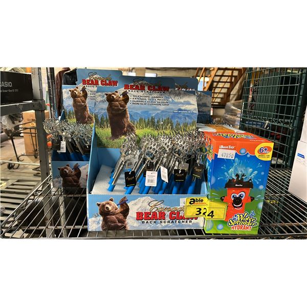*NEW IN BOX* (3) BEAR CLAW BACK SCRATCHERS AND (2) WATER SPRINKLER HYDRANT
