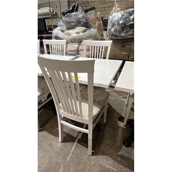 27.5" X 23.5" TABLE WITH METAL BASE & 2 WOOD DINING CHAIRS