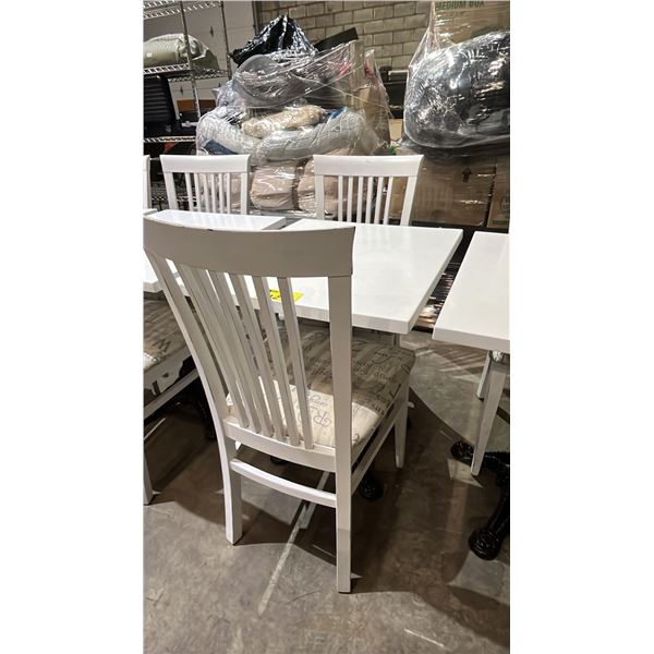 27.5" X 23.5" TABLE WITH METAL BASE & 2 WOOD DINING CHAIRS