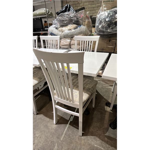 27.5" X 23.5" TABLE WITH METAL BASE & 2 WOOD DINING CHAIRS