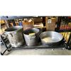 Image 1 : (3) LARGE COMMERCIAL GRADE STOCK POTS: 20" FLAT/13" ROUND X 11" T/14" ROUND X 16" TALL