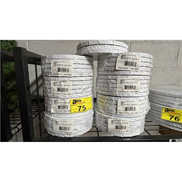 "NEW IN SEALED PACKAGES* ROUND WHITE 8" CAKE DRUMS