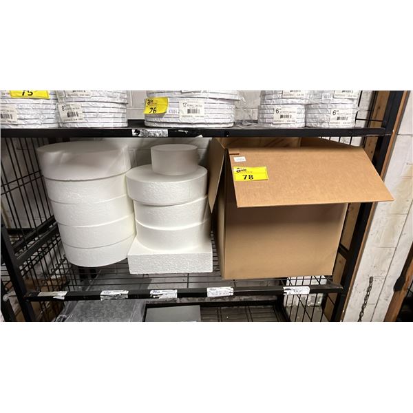 SHELF LOT OF ASSORTED FOAM CAKE FORMS