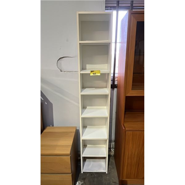 WHITE 7-SHELF BOOK CASE: APPROX. 72"T X 13"W X 9.5"D