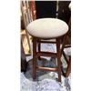 Image 4 : WOOD PLANTER STAND & (2) WOOD STOOLS WITH FABRIC UPHOLSTERED PADDED SEATS
