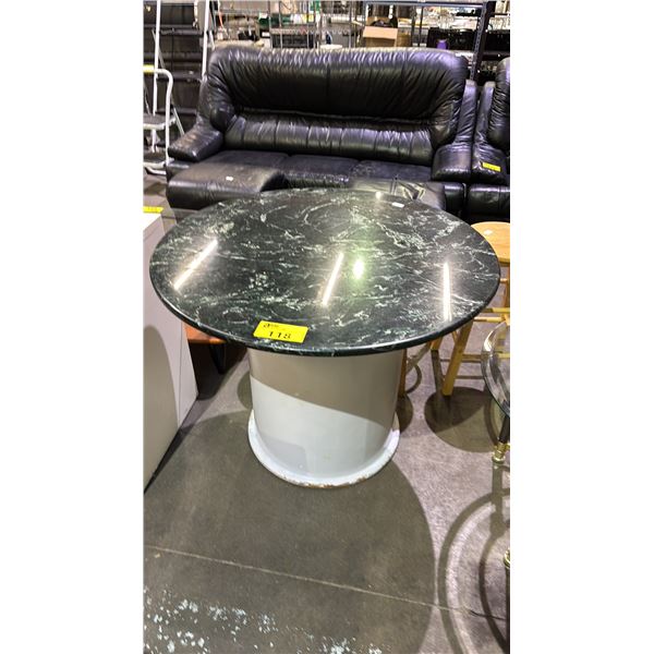 MODERN ROUND MARBLE TOP TABLE 36" X 29.5" (BASE DAMAGED & DETACHED)