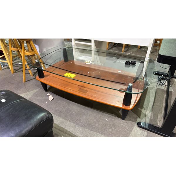 MODERN 2-TIER GLASS COFFEE TABLE 53" X 31" X 17"