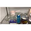 Image 4 : SHELF OF ASSORTED ITEMS INCLUDING; MUGS, CANDLE, GLASSWARE & MORE