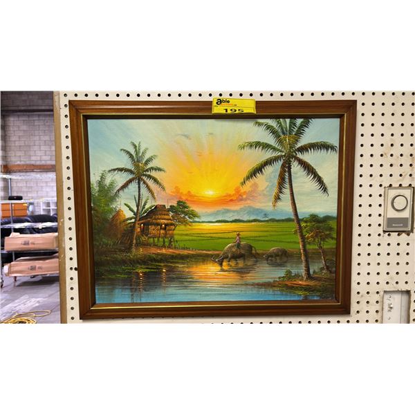 FRAMED ARTIST SIGNED ORIGINAL OIL ON BOARD 27" X 21"