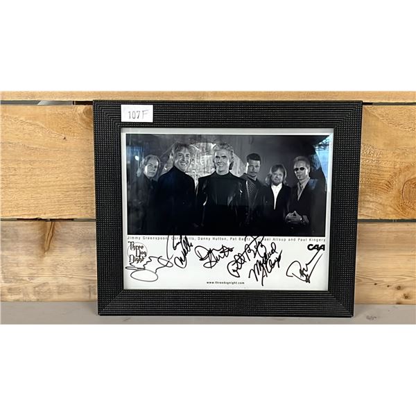 FRAMED AUTOGRAPHED "THREE DOG NIGHT" BAND PHOTO: 12" X 10"