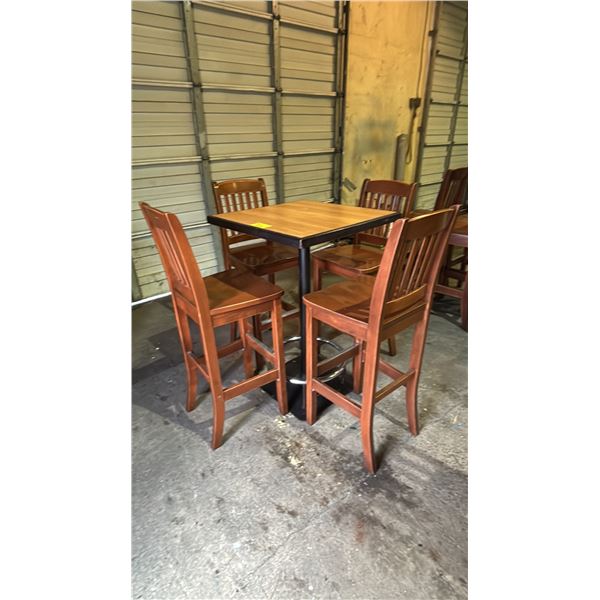 BAR HEIGHT TABLE 28" X 28" WITH (4)CHAIRS