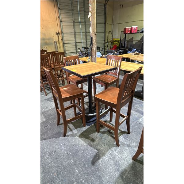 BAR HEIGHT TABLE 28" X 28" WITH (4)CHAIRS