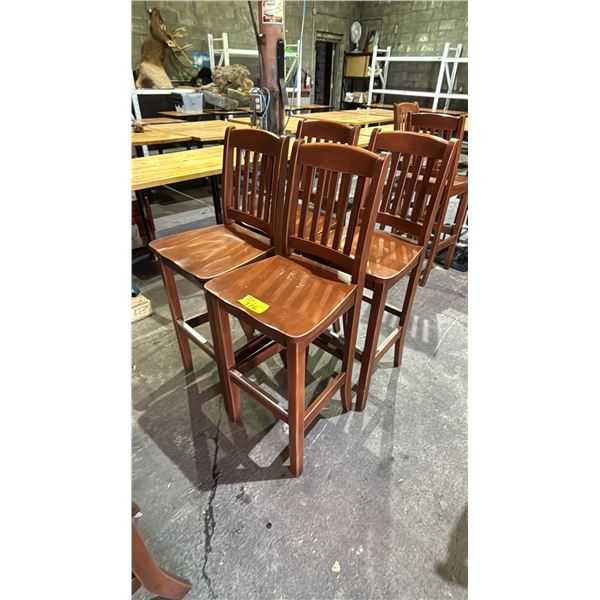 (4)  WOODEN BAR HEIGHT CHAIRS